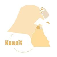 mapa de las regiones de kuwait vector de oriente medio