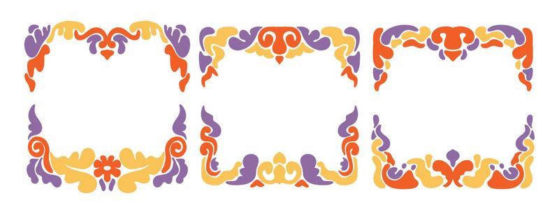 groovy frame decoration bundle set vector