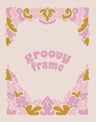 Groovy frame floral vector