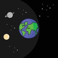 Space cartoon vector illustration with different planets