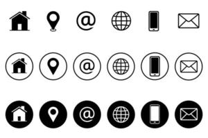 Contact icon set. Collection of Button Communication symbol. Flat vector illustration