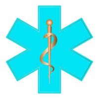 Medical symbol of the Emergency. The Star of Life with the Rod of Asclepius. Vector illustration