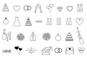 Wedding icon set for web and app. Outline style vector illustration