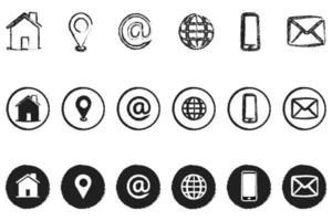 Grunge style Contact icon set. Button Communication set. Vector illustration