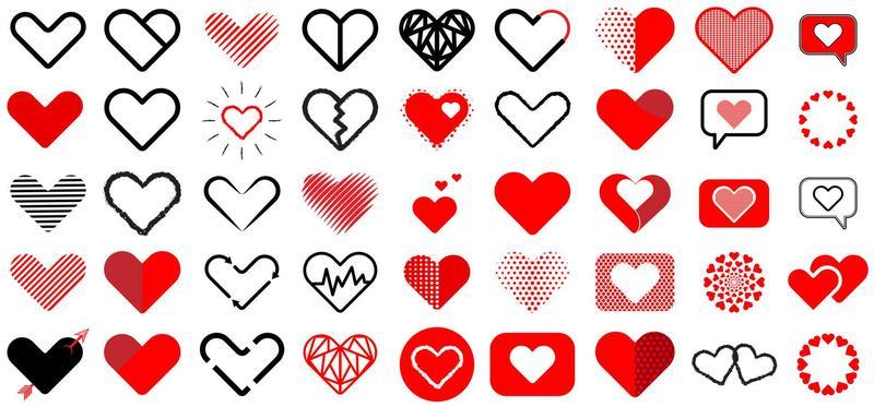 Heart shape icon set. Collection of heart symbol. Love day valentine vector illustration