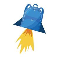 Back to school vector concept design. Backpack as rocket, isolated on white background. Vector illustration.