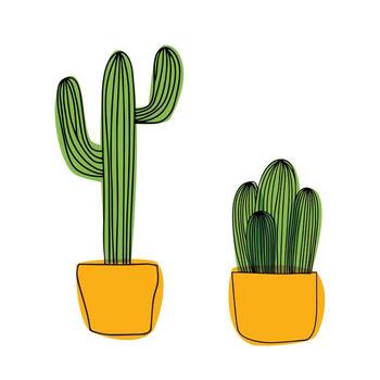 colección de plantas en maceta. suculentas y plantas de interior. arte de acuarela vectorial dibujado a mano. conjunto de doodle de dibujos animados de vector de planta interior de casa.