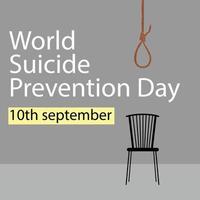 día mundial de la prevención del suicidio, 10 de septiembre concepto con cinta de conciencia. ilustración vectorial colorido. vector