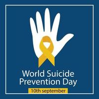 World Suicide Prevention Day September 10th concept with information ribbon. Colorful vector illustration for web and print