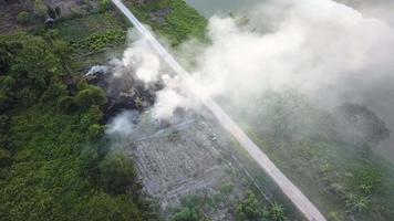 öppen bränning på gård av bonde i malaysia, sydöstra asien. video