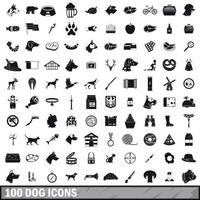 100 dog icons set, simple style vector