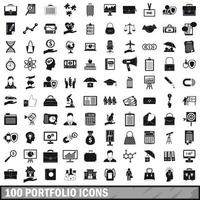 100 portfolio icons set, simple style vector