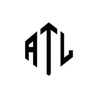 diseño de logotipo de letra atl con forma de polígono. diseño de logotipo en forma de cubo y polígono atl. atl hexagon vector logo plantilla colores blanco y negro. monograma atl, logotipo empresarial y inmobiliario.