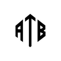 ATB letter logo design with polygon shape. ATB polygon and cube shape logo design. ATB hexagon vector logo template white and black colors. ATB monogram, business and real estate logo.