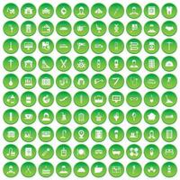 100 craft icons set green circle vector