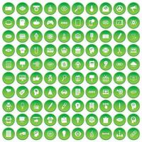 100 iconos de marketing creativo establecer círculo verde vector