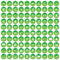 100 engineering icons set green circle vector