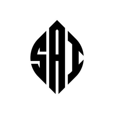 SAI circle letter logo design with circle and ellipse shape. SAI ellipse letters with typographic style. The three initials form a circle logo. SAI Circle Emblem Abstract Monogram Letter Mark Vector.