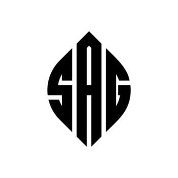 SAG circle letter logo design with circle and ellipse shape. SAG ellipse letters with typographic style. The three initials form a circle logo. SAG Circle Emblem Abstract Monogram Letter Mark Vector. vector
