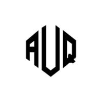 AUQ letter logo design with polygon shape. AUQ polygon and cube shape logo design. AUQ hexagon vector logo template white and black colors. AUQ monogram, business and real estate logo.