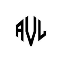 AVL letter logo design with polygon shape. AVL polygon and cube shape logo design. AVL hexagon vector logo template white and black colors. AVL monogram, business and real estate logo.