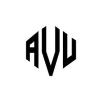 AVU letter logo design with polygon shape. AVU polygon and cube shape logo design. AVU hexagon vector logo template white and black colors. AVU monogram, business and real estate logo.