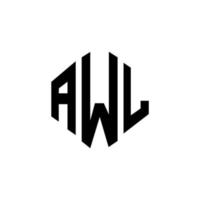 AWL letter logo design with polygon shape. AWL polygon and cube shape logo design. AWL hexagon vector logo template white and black colors. AWL monogram, business and real estate logo.