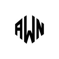 diseño de logotipo de letra de awn con forma de polígono. diseño de logotipo en forma de cubo y polígono de awn. awn hexágono vector logo plantilla colores blanco y negro. monograma de awn, logotipo comercial y inmobiliario.