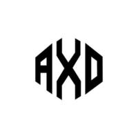 AXO letter logo design with polygon shape. AXO polygon and cube shape logo design. AXO hexagon vector logo template white and black colors. AXO monogram, business and real estate logo.
