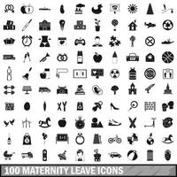 100 iconos de licencia de maternidad, estilo simple vector