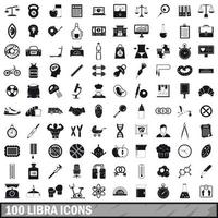 100 libra icons set, simple style vector