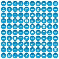 100 burden icons set blue