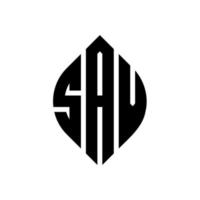 diseño de logotipo de letra de círculo sav con forma de círculo y elipse. guardar letras elipses con estilo tipográfico. las tres iniciales forman un logo circular. vector de marca de letra de monograma abstracto del emblema del círculo sav.
