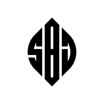 SBJ circle letter logo design with circle and ellipse shape. SBJ ellipse letters with typographic style. The three initials form a circle logo. SBJ Circle Emblem Abstract Monogram Letter Mark Vector. vector