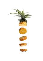 Slice pineapple into pieces stacked together photo