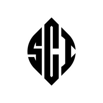 SCI circle letter logo design with circle and ellipse shape. SCI ellipse letters with typographic style. The three initials form a circle logo. SCI Circle Emblem Abstract Monogram Letter Mark Vector. vector