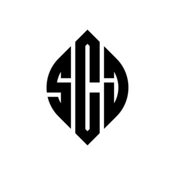 SCJ circle letter logo design with circle and ellipse shape. SCJ ellipse letters with typographic style. The three initials form a circle logo. SCJ Circle Emblem Abstract Monogram Letter Mark Vector. vector