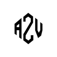 AZV letter logo design with polygon shape. AZV polygon and cube shape logo design. AZV hexagon vector logo template white and black colors. AZV monogram, business and real estate logo.