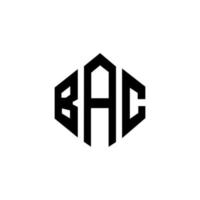 BAC letter logo design with polygon shape. BAC polygon and cube shape logo design. BAC hexagon vector logo template white and black colors. BAC monogram, business and real estate logo.