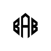 BAB letter logo design with polygon shape. BAB polygon and cube shape logo design. BAB hexagon vector logo template white and black colors. BAB monogram, business and real estate logo.