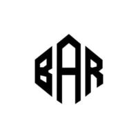 BAR letter logo design with polygon shape. BAR polygon and cube shape logo design. BAR hexagon vector logo template white and black colors. BAR monogram, business and real estate logo.