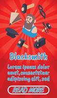 Blacksmith concept banner, comics isometric style vector