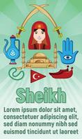 Sheikh concept banner, cartoon style vector