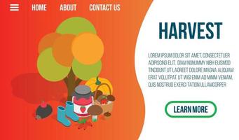 Harvest concept banner, isometric style vector