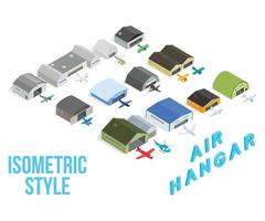 Air hangar concept icons set, isometric style vector