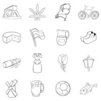 Netherlands icons set vector outline