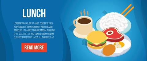 Lunch concept banner, isometric style vector