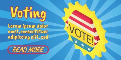 Voting concept banner, comics isometric style vector