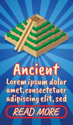 Ancient concept banner, comics isometric style