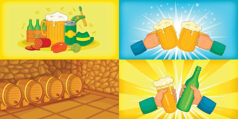 Beer banner set horizontal, cartoon style